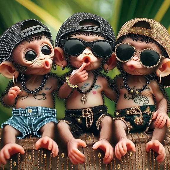 5D DIY Diamond Painting Kit, Fashionable Monkey Pattern Home Decor Handicraft, Complete Tool Kit Included, 15.7x15.7in