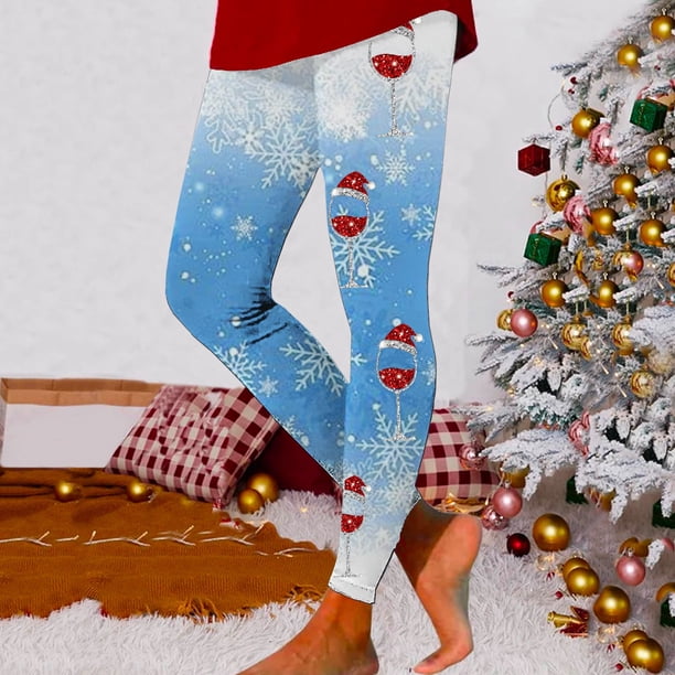 MKLEKYY Leggings de compresión para mujer Leggings con estampado de copos de nieve navideños de cristal rojo para mujer para uso deportivo