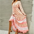 thumbnail image 4 of Odeerbi Dresses for Women 2023 Casual Maxi Dresses Fashion Comfortable Winter Floral Print Long Sleeve V-Neck Dress Pink, 4 of 9