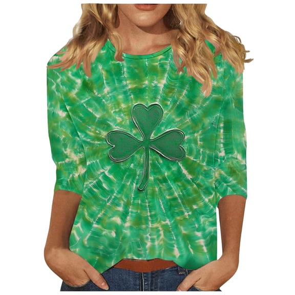 FDGIU ‌‌‌‌Women's St. Patrick's Day T-Shirt - Short Sleeve Crew Neck Shamrock Graphic Tee