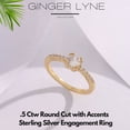thumbnail image 3 of Round Engagement Ring for Women by Ginger Lyne .5 Ct Simulated Diamond Sterling Silver Wedding Rings, 3 of 6