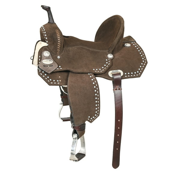 15 In Hilason Flex Tree Western Horse Buckstitch Trail Barrel American Leather Saddle Brown
