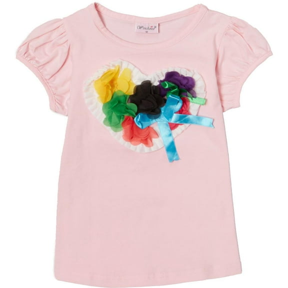 Wenchoice Girl's Pink Rosette Heart Tee - S(1T-2T)