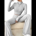 thumbnail image 2 of Conjunto de Pijama de Larga para Mujer, Conjunto de Pijama Informal de 2 Piezas, Ropa de Dormir de Otoño Gris L, 2 of 9
