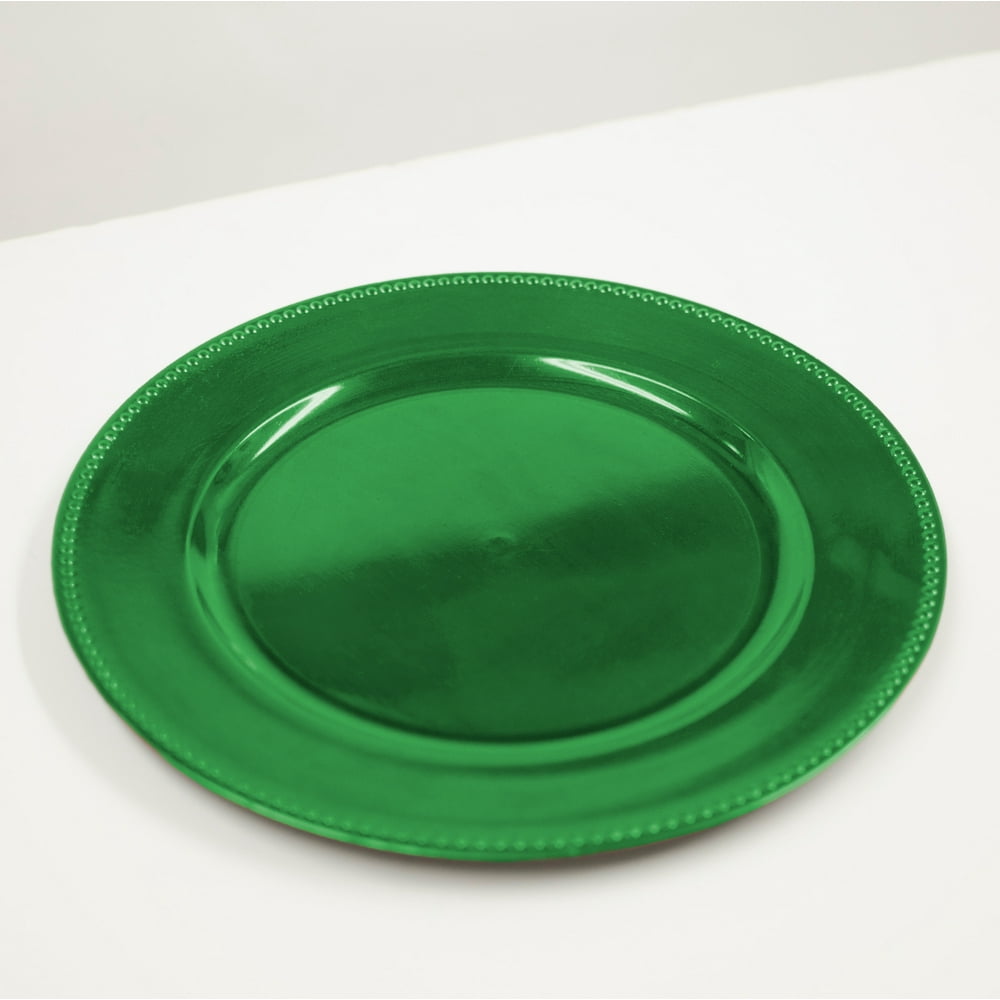 Decorative Beaded Border Charger Plate, 13" Round Holiday Tabletop