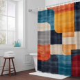 thumbnail image 6 of Minimalist Art Shower Curtain for Bathroom Decor, Modern Multi Color Square Color Block Waterproof Fabric Shower Curtain, 72"x72" Set with 12 Hooks, 6 of 9