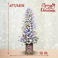 thumbnail image 3 of 4FT Flocked Christmas Tree with Multicolour LED Lights, 396 Tips, Glitter Base, 100 Lights, PE/PVC Tips with Pine Cones – Light-Up Colorful Basin, Easy Assembly Holiday Decor, 3 of 9