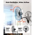 thumbnail image 3 of KFFKFF Ventilateur Mural, Ventilateur Suspendu Mural de 20 Po Oscillant, 3 Vitesses, Longue Distance d'Écoulement, Angle de Rotation Réglable, Mécanique Puissant pour l'Industrie, Commercial, Noir, 3 of 9