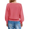 thumbnail image 4 of Long Sleeved Women Solid Color Button Down Casual Henley Sweater Knit Pullover, 4 of 6