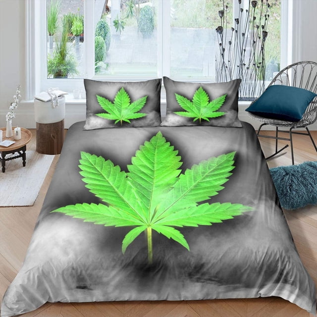 Hojas Funda Nórdica Tamaño Completo,Hoja de Marihuana Juego de Cama, Hierba de Marihuana