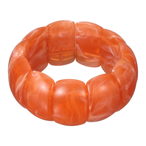 Uxcell Chunky Acrylic Resin Stretch Bracelet for Women, Irregular Cuff Wide Wristband Trendy Stackable Wristbands Bangle Geometric Bracelets Jewelry Bangles, Orange