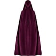 thumbnail image 5 of Full Length Hooded Robe for Men & Women Velvet Cloak Halloween Witch Vampire Wizard Raven Cosplay Costume, 5 of 7