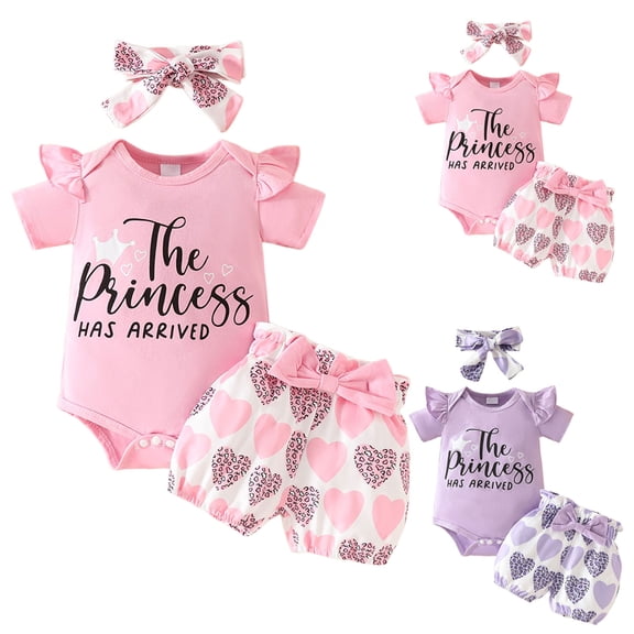 Ulanda Newborn Infant Baby Girl Clothes Romper Shorts Set Floral Summer Outfits Cute Baby Clothes Girl (Light Purple, 6-9 Months)