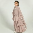 thumbnail image 3 of IDOPIP Kids Girls Muslim Chiffon Abaya Open Front Cardigan Modest Dress with Hijab Middle East Arabian Robe, 3 of 7