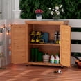 thumbnail image 2 of Glavbiku Outdoor Potting Bench with Storage Cabinet,Work Station Table with Metal Table Top,Brown, 2 of 11