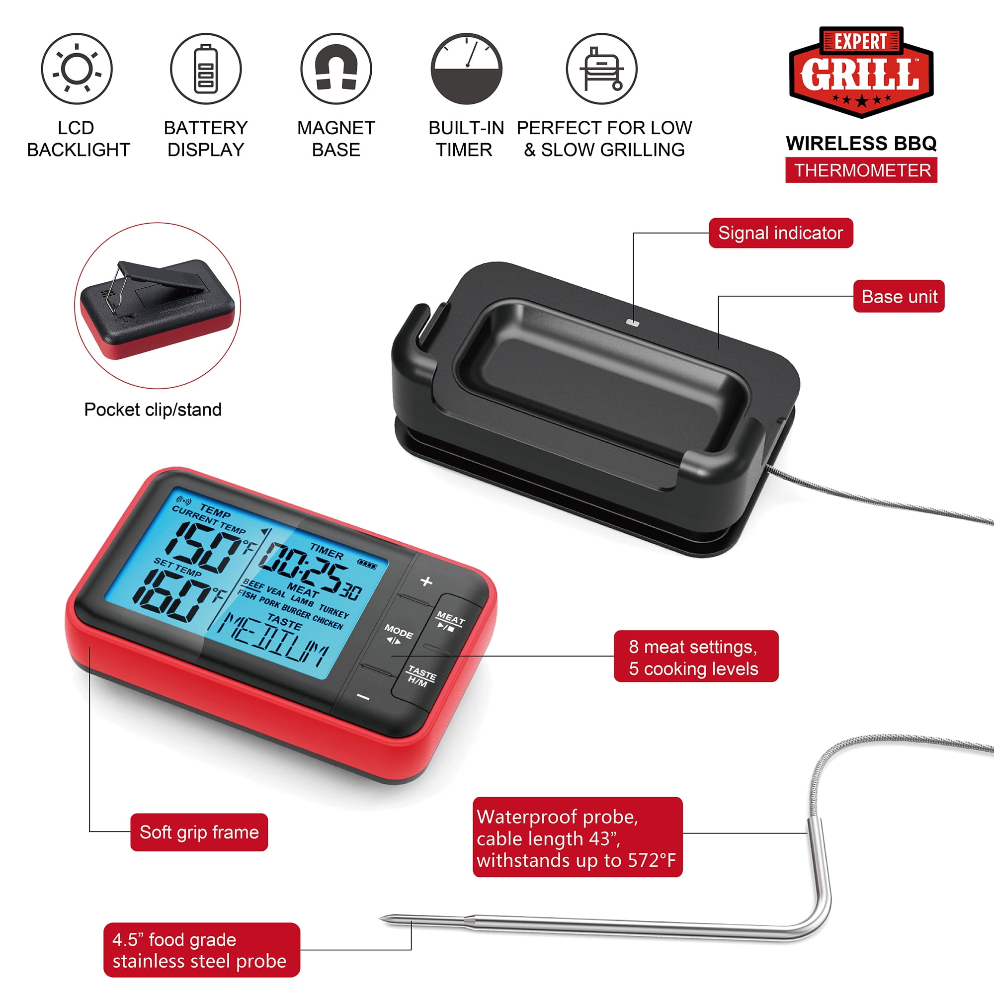  Expert Grill Deluxe Grilling Thermometer : Patio, Lawn & Garden