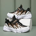 thumbnail image 4 of Kids Boys Platform Running Shoes Trendy Splice Leather Sneakers Antislip Basketball Shoes Comfy Trainers Athletic Shoes Brown 12 Little Kid, 4 of 6
