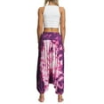 thumbnail image 6 of XIAOFFENN Yoga Pants For Women Athletic Works, Womens Baggy Harem Pant Elastic Waist Drop Crotch Pant Lightweight Cotton Casual Wide Leg Beach Yoga Pants Purple Free Size, 6 of 8