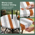 thumbnail image 5 of Round Outdoor Tablecloth with Umbrella Hole and Zipper, Burnt Orange Gray Striped Tablecloth with Elastic Waterproof, Farmhouse Stripe Art Patio Table Covers for 31" - 35" Picnic Pool Tables, 5 of 9
