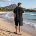thumbnail image 5 of Men'S 2 Pieces Shirt Set Short Sleeve Button Down Casual Hippie Holiday Beach T-Shirts Shorts Outfits, 5 of 8