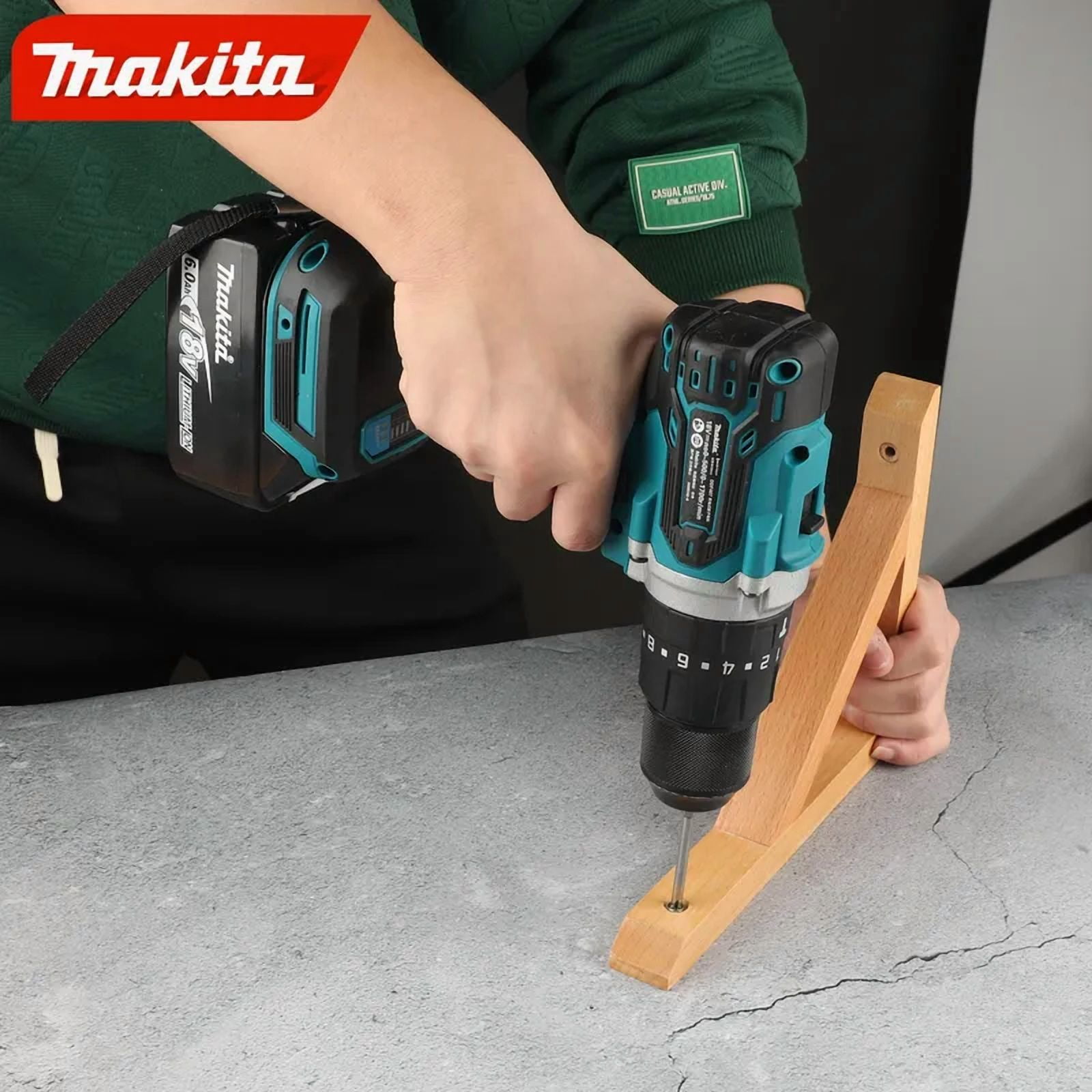 Makita DDF487 13mm red and black brushless household 18V lithium-ion charging impact drill, high torque electric screwdriver