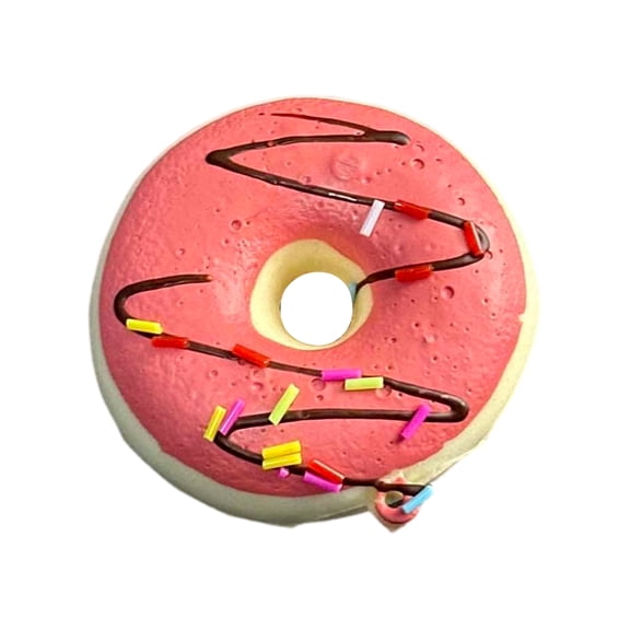 Pink Donut Squishy Stress Toy with Slow Rising Pu Foam, 2.4 Inches, Pink Frosting Design, for Relaxation, Simulated Bread Toy