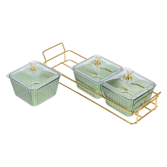 COMPUKAS Elegant Green Divided Serving Dish with Independent Compartments for Home
