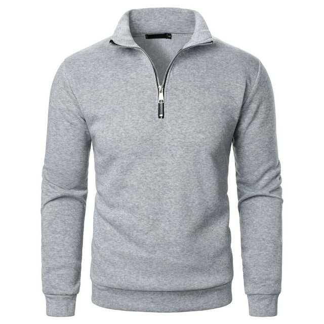 SHTXOZHI Mens Zipper Golf Shirts Long Sleeve Casual Business Shirts Solid Color Workout Collared Tops