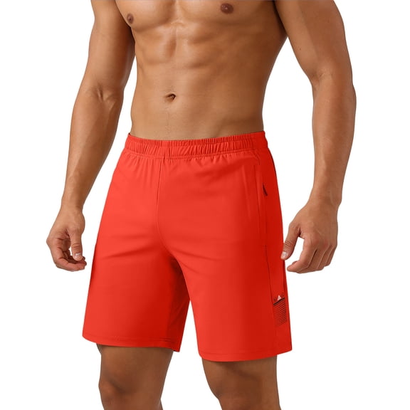 BVnarty Men's Summer Solid Color Athletic Shorts Elastic Waist Lightweight Training Shorts For Gym Fitness And Outdoor Activities Orange XXXL