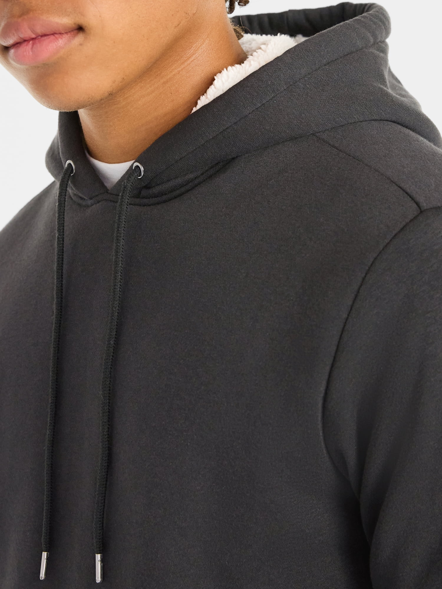 No Boundaries Men's & Big Men's High Pile Fleece Faux Shearling Lined Fleece Hoodie Sweatshirt, Sizes XS-5XL