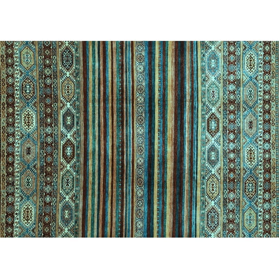 Ahgly Company Indoor Rectangle Abstract Light Blue Contemporary Area Rugs, 5' x 7'