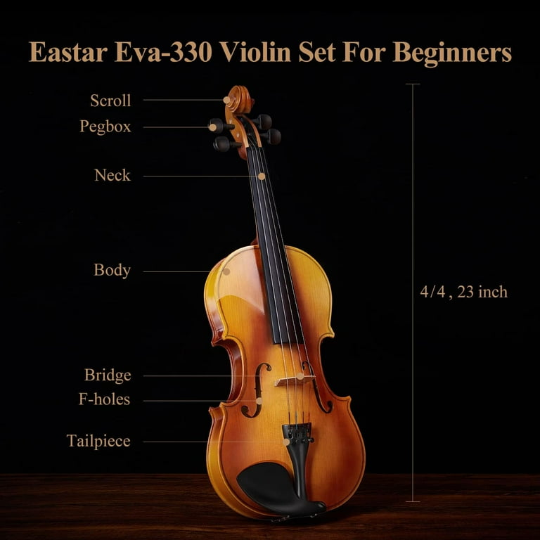 Eastar 4/4 Violin Set for Adults Solidwood Full Size Fiddle with Hard Case, Shoulder Rest, Rosin, Two Bows, Clip-on Tuner and Extra Strings, EVA-330 Eastar 4/4 Violin Set for Adults Solidwood Full Size Fiddle with Hard Case, Shoulder Rest, Rosin, Two Bows, Clip-on Tuner and Extra Strings, EVA-330