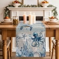 thumbnail image 2 of Table Runner 48 Inches Long for Kitchen Dining, Blue Coastal Dresser Scarf Farmhouse, Dining Table Decorations for Wedding/Parties, Sea Turtle Octopus Coral Beach Nautical 13 x 48 In, 2 of 8