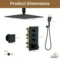 thumbnail image 2 of CASAINC Luxury Thermostatic 3-Spray Patterns 12 in. Flush Ceiling Mount Rainfall Dual Shower Heads with 6-Jets in Matte Black, 2 of 9