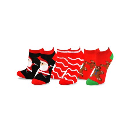 TeeHee Christmas and Holiday Fun No Show Socks for Women 3-Pack