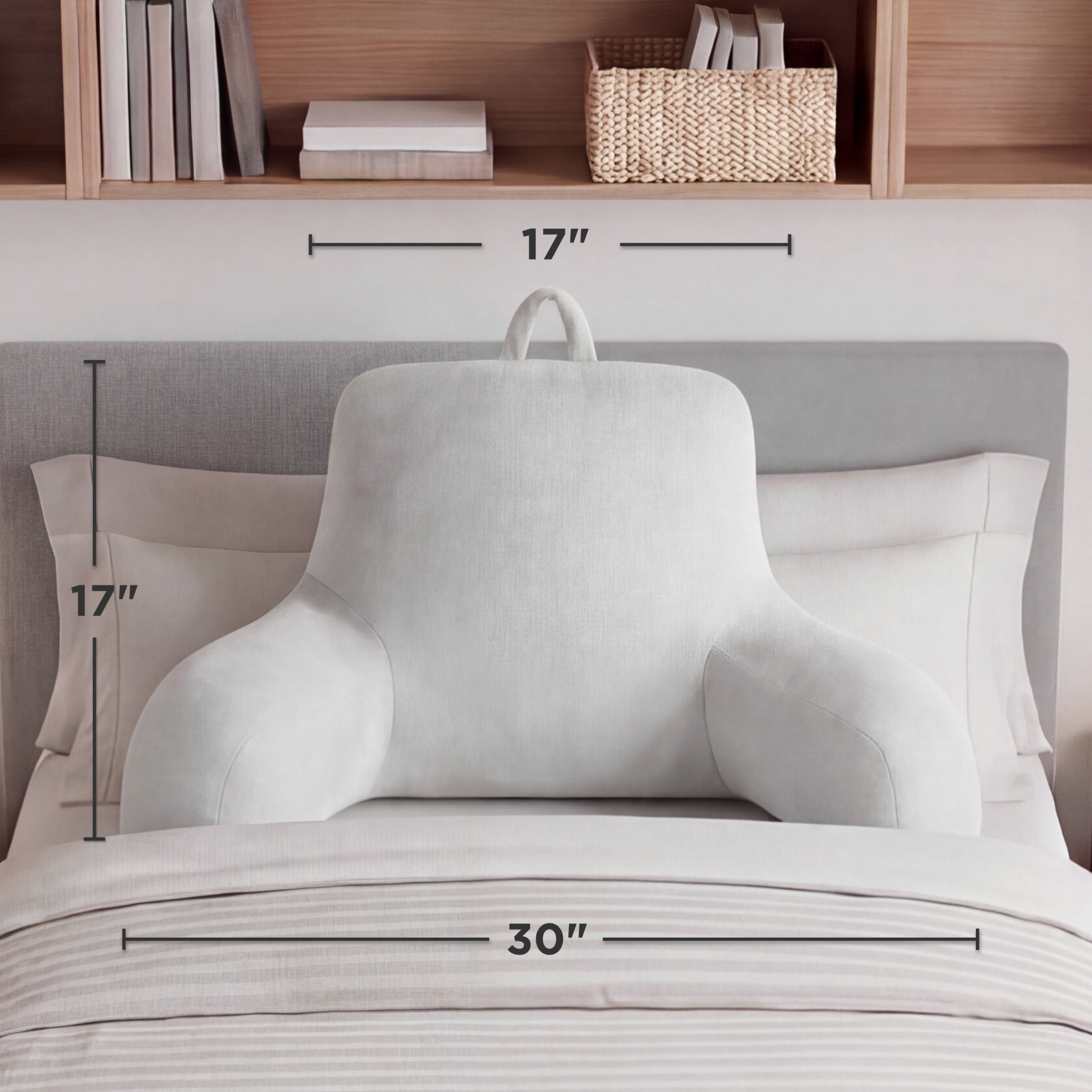 The Sheet Lab Plush Backrest Pillow, Gray, 30" x 17" x 17"
