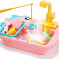 thumbnail image 5 of JoyStone Kitchen Play Sink Toys, Dinosaur Electronic Dishwasher Sink with Running Water, Fishing Game Toys and Play Food for Kids, Pink, 5 of 11