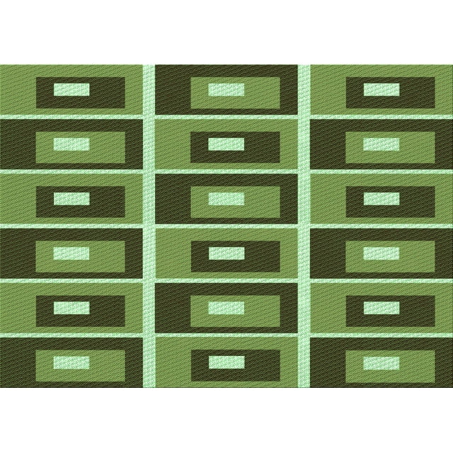 Ahgly Company Tapis d'Intérieur Lavables en Machine, Rectangle, Espace Vert Transitionnel, 2' x 5'