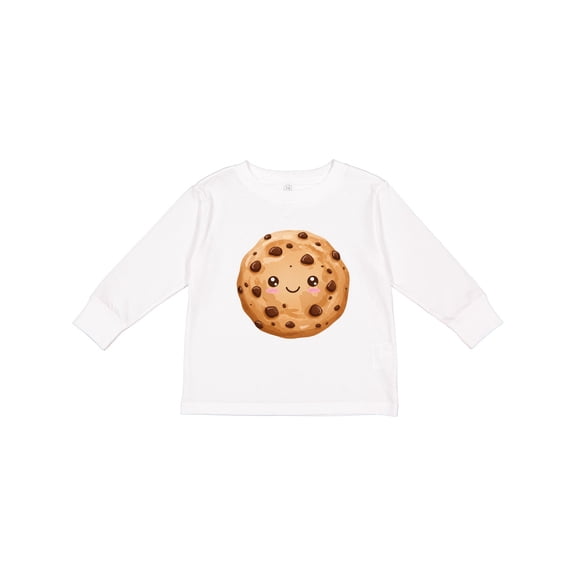 Inktastic Kawaii Happy Chocolate Chip Cookie Boys or Girls Long Sleeve Toddler T-Shirt