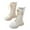 Beige, variant on Girls Lace Up Mid Calf Boots Fashion Round Toe Side Zipper Sole Punk Goth Boot for Toddler Black