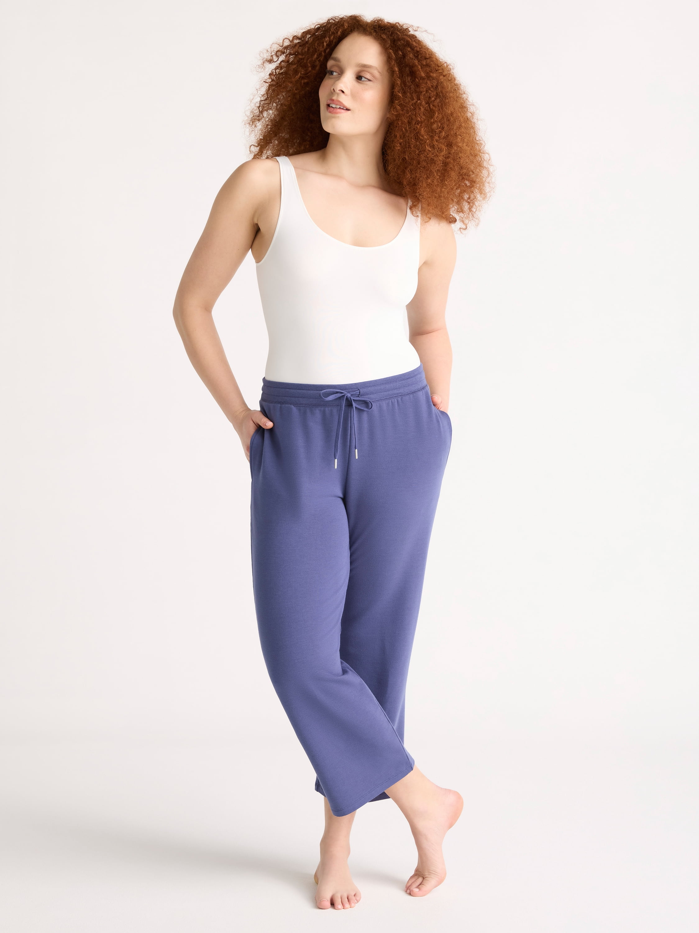 Joyspun Women's French Terry Capri Sleep Pants, 25'' Inseam, Sizes XS-3X