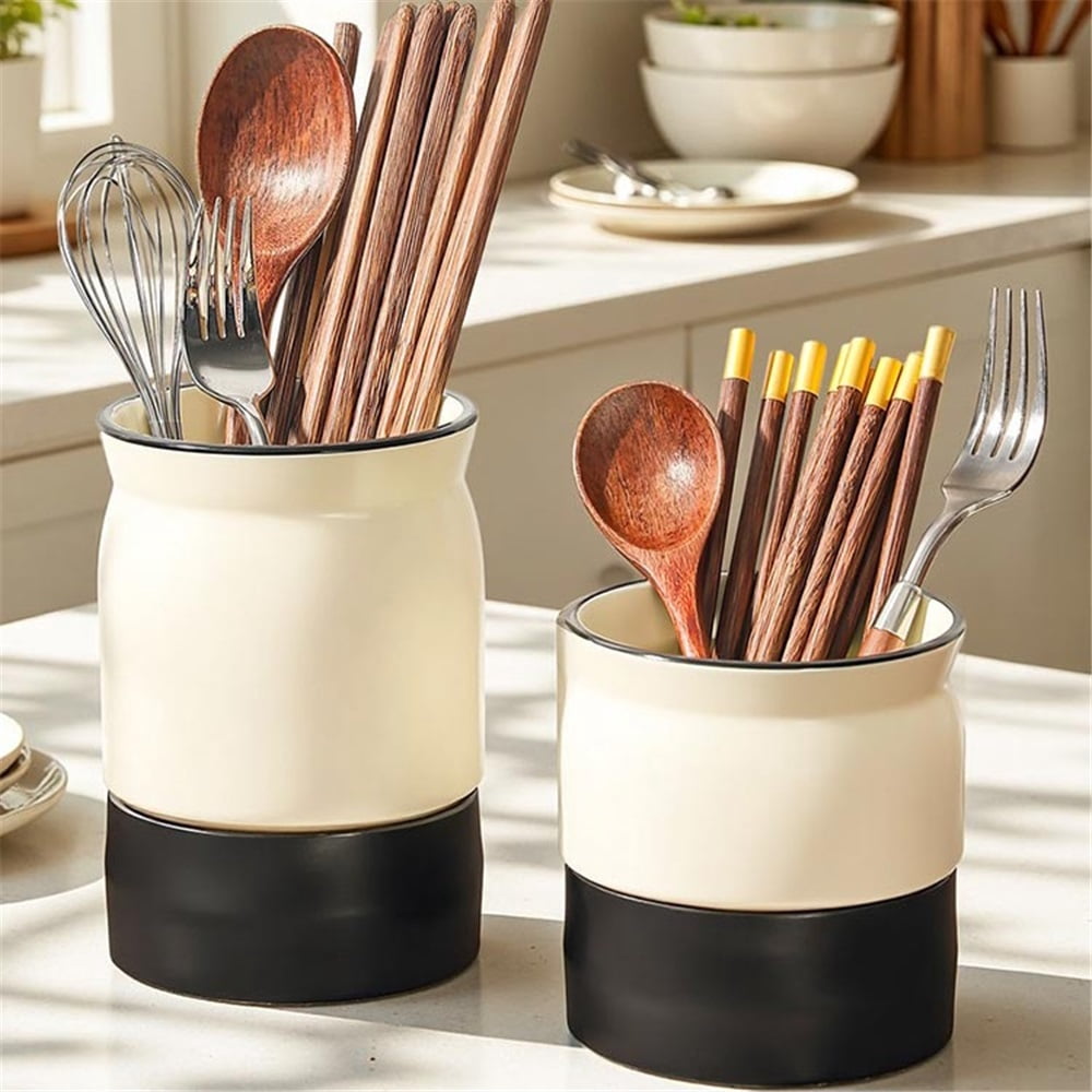 Utensil Holder Caddy, Ceramic Utensil Holder for Countertop, Vintage Utensil Crock