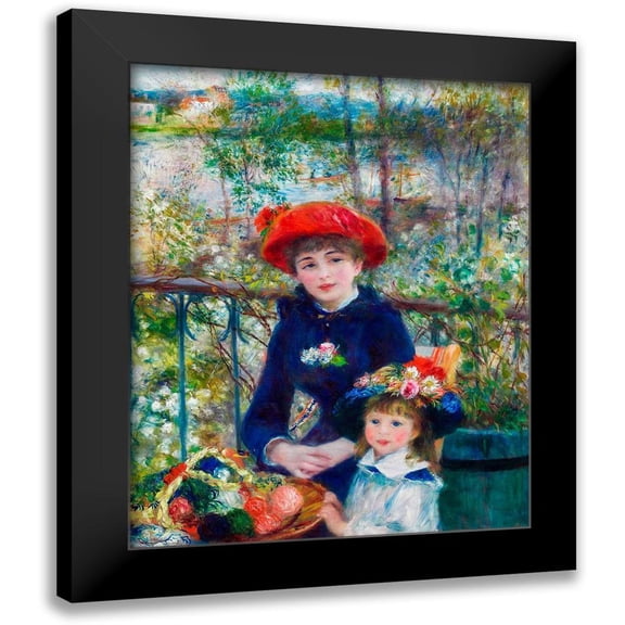 Renoir, Pierre-Auguste 12x14 Black Modern Framed Museum Art Print Titled - Two Sisters On the Terrace 1881