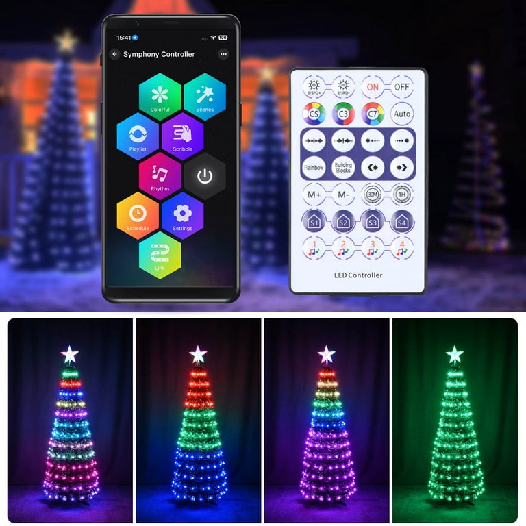 Sound Activated Music 100LED String Christmas Lights Tree Remote＆APP  Control USA