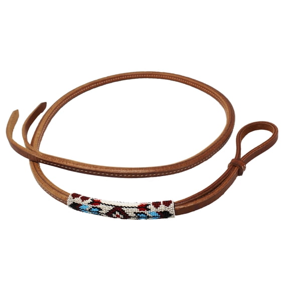 Horse Leather Western Saddle Tack Over and Under Beaded Whip 700RT01