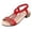 Red, variant on Low Heeled Sandals for Women Vintage Rhinestone Open Toe Elegant Dressy Party Prom Heels Elastic Ankle Strap Silver Size 8