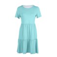 thumbnail image 4 of Diufon Womens Plus Size Dresses Solid Color Dress Round Neck Short Sleeve Midi Dress with Pockets, 4 of 6