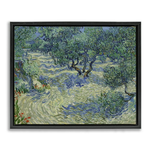 Stupell Industries Classic Van Gogh Olive Orchard Landscape & Nature Painting Black Floater Framed Canvas Art Print Wall Art, 21 x 17