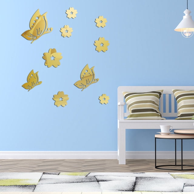 Calcomanías de pared de espejo acrílico, calcomanía de pared de espejo 3D, calcomanía de pared de espejo D, calcomanía de pared removible, confiable y duradera
