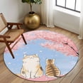 thumbnail image 2 of Round Rugs 5 Ft, Pink Cat Non Slip Area Rugs for Kitchen Bedroom Entryway, Spring Cherry Blossoms Botanical Blue Sky Washable Carpet Runner Rug Floor Mats for Bedroom Home Decor, 2 of 8